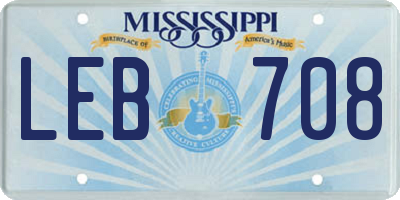 MS license plate LEB708