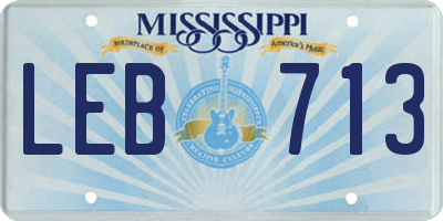 MS license plate LEB713