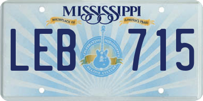 MS license plate LEB715