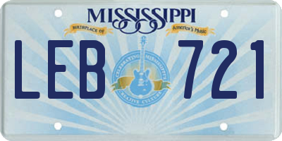 MS license plate LEB721