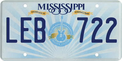 MS license plate LEB722