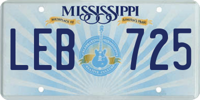 MS license plate LEB725