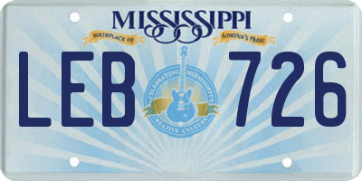 MS license plate LEB726