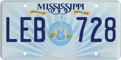 MS license plate LEB728