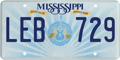 MS license plate LEB729