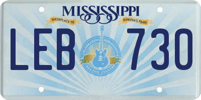 MS license plate LEB730