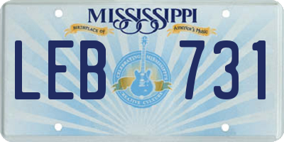 MS license plate LEB731