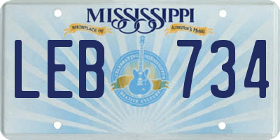 MS license plate LEB734