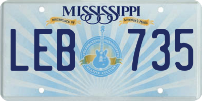 MS license plate LEB735
