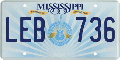MS license plate LEB736