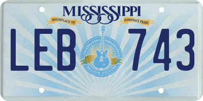 MS license plate LEB743