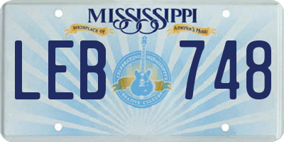 MS license plate LEB748