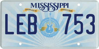 MS license plate LEB753