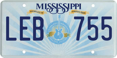 MS license plate LEB755