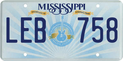 MS license plate LEB758