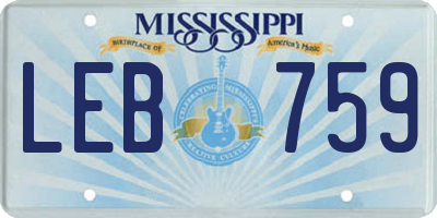 MS license plate LEB759