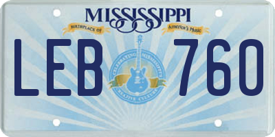 MS license plate LEB760