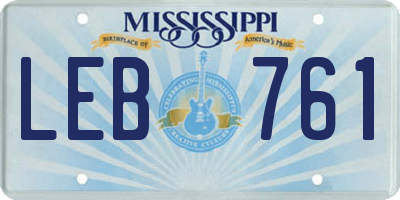 MS license plate LEB761