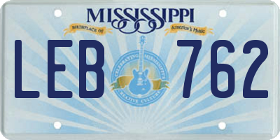 MS license plate LEB762