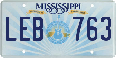 MS license plate LEB763
