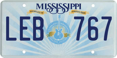 MS license plate LEB767