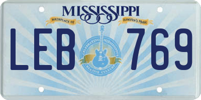 MS license plate LEB769