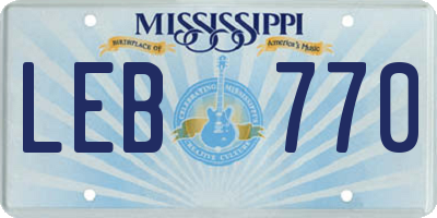 MS license plate LEB770