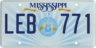 MS license plate LEB771