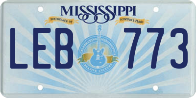 MS license plate LEB773
