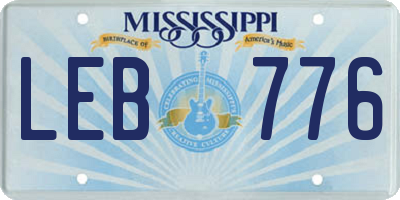 MS license plate LEB776