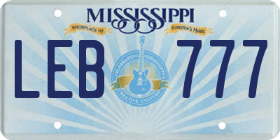 MS license plate LEB777