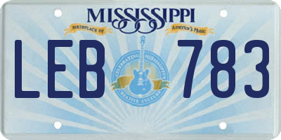MS license plate LEB783