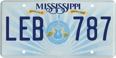 MS license plate LEB787