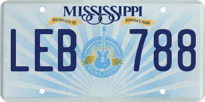 MS license plate LEB788