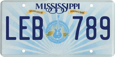 MS license plate LEB789
