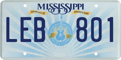 MS license plate LEB801