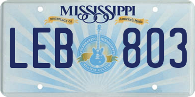 MS license plate LEB803