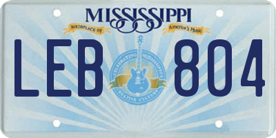 MS license plate LEB804