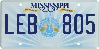 MS license plate LEB805
