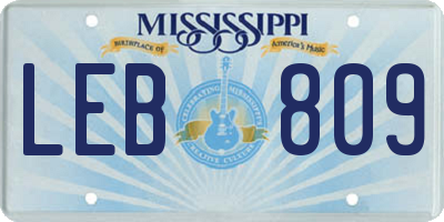 MS license plate LEB809