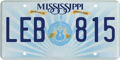 MS license plate LEB815