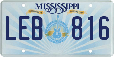 MS license plate LEB816