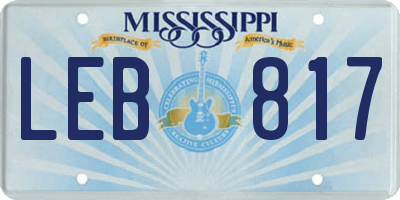 MS license plate LEB817