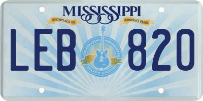 MS license plate LEB820