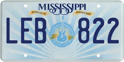 MS license plate LEB822