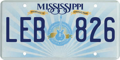MS license plate LEB826