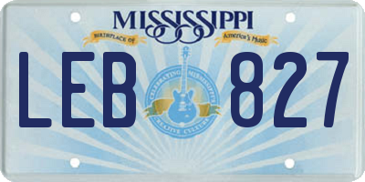 MS license plate LEB827