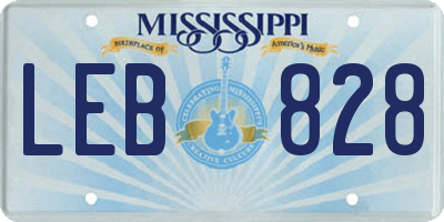 MS license plate LEB828