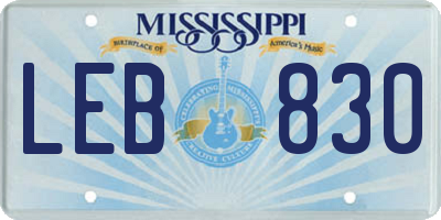 MS license plate LEB830