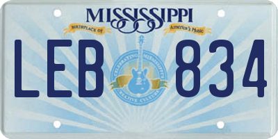 MS license plate LEB834